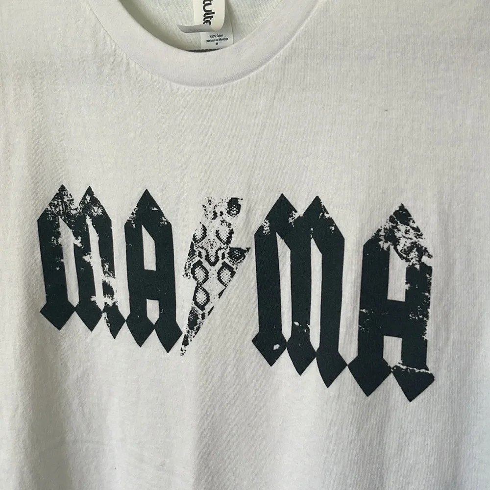 Tultex 202 MAMA Black & White Lightning Bolt Rock Look Graphic Print T-Shirt. M. - Picture 7 of 11